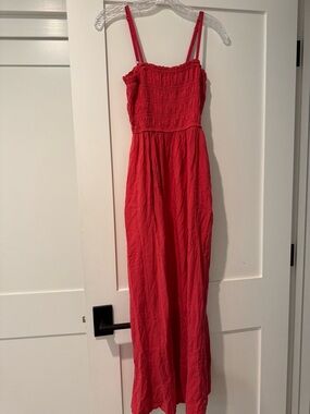 Old Navy Red Smocked Strap Maxi Dress
